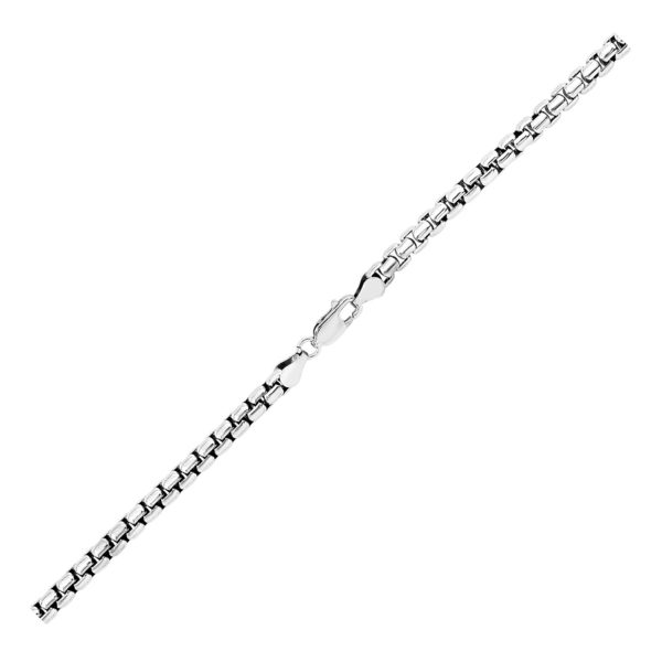 4.4mm Sterling Silver Rhodium Plated Round Box Chain
