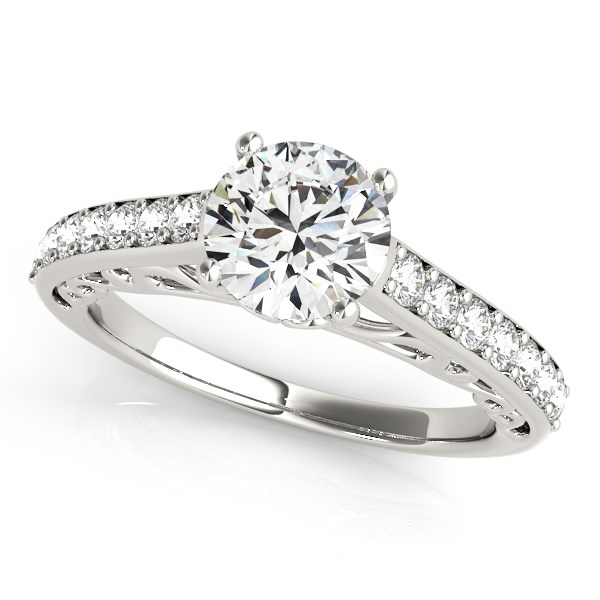 14k White Gold Unique Detailing Diamond Engagement Ring (1 1/3 cttw)
