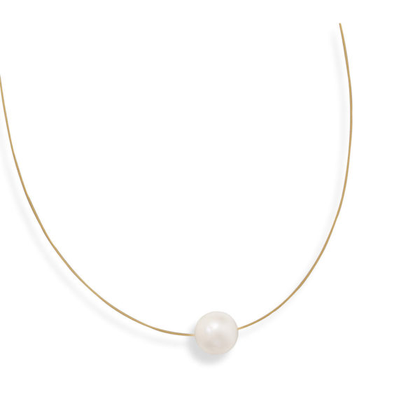 16 24 Karat Gold Plated Necklace with Cultured Freshwater Pearl