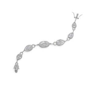7.5 Rhodium Plated Pear and Oval CZ Bracelet