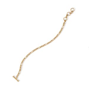 7.5 14 Karat Gold Plated Figaro Toggle Bracelet