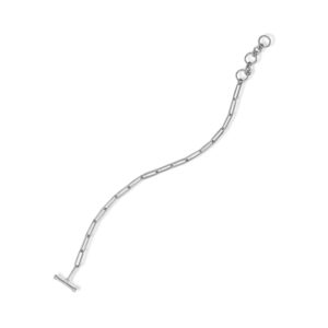 7.5 Rhodium Plated Paperclip Toggle Bracelet