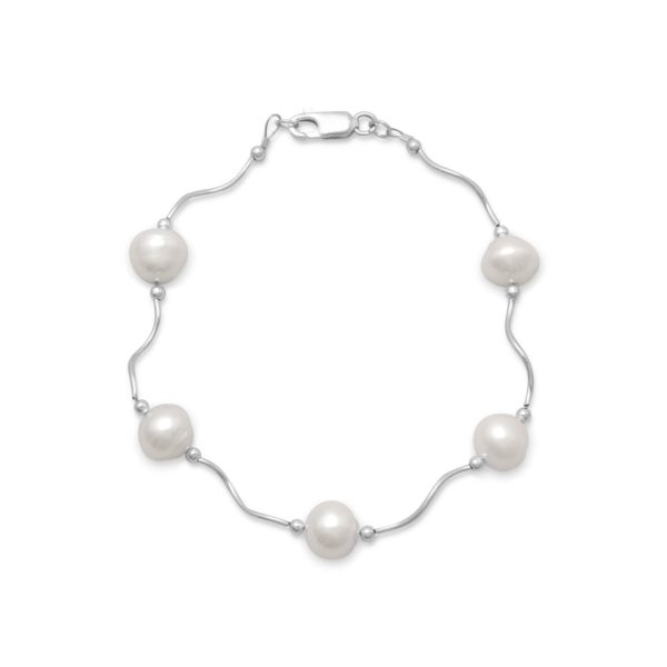 8 Wave Design Bracelet with Cultured Freshwater Pearls