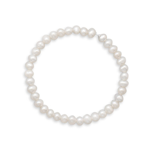 5.5 White Cultured Freshwater Pearl Stretch Bracelet