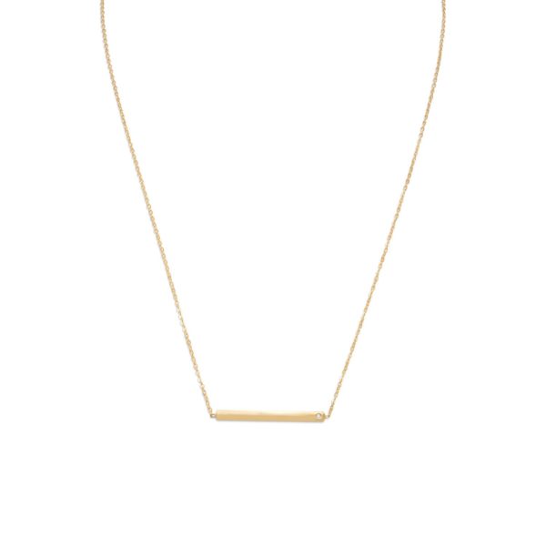 18 14 Karat Gold Plated Bar Necklace with CZ