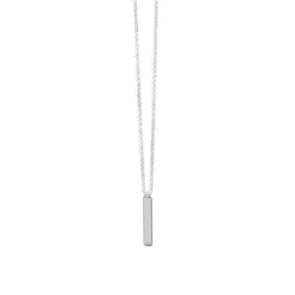 18 Sterling Silver Drop Bar Necklace
