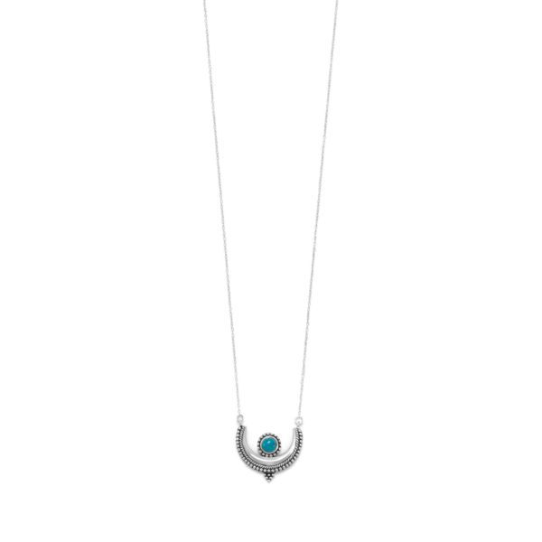 18 Oxidized Turquoise Crescent Necklace