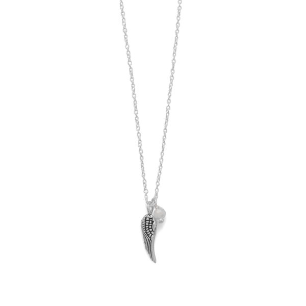 16.5 Angel Wing and Crystal Necklace