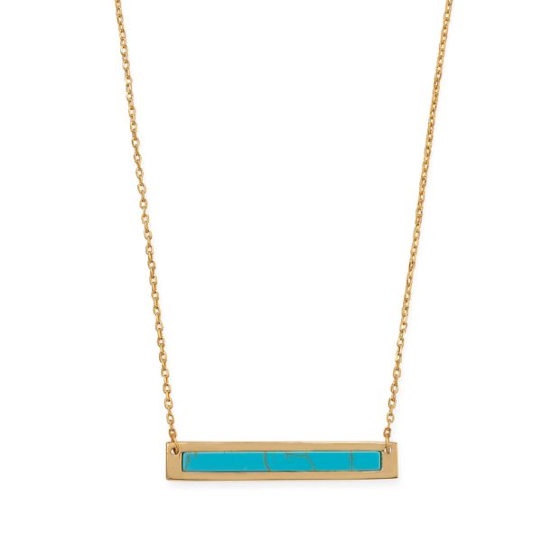 16+2 14 Karat Gold Plated Turquoise Bar Necklace