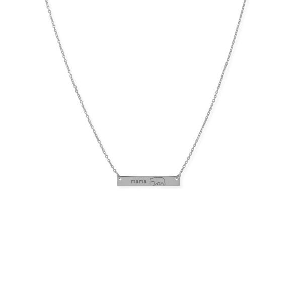16+2” Sterling Silver Mama Bear Bar Necklace