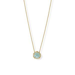 16 + 2 14 Karat Gold Plated Pear Chalcedony Necklace
