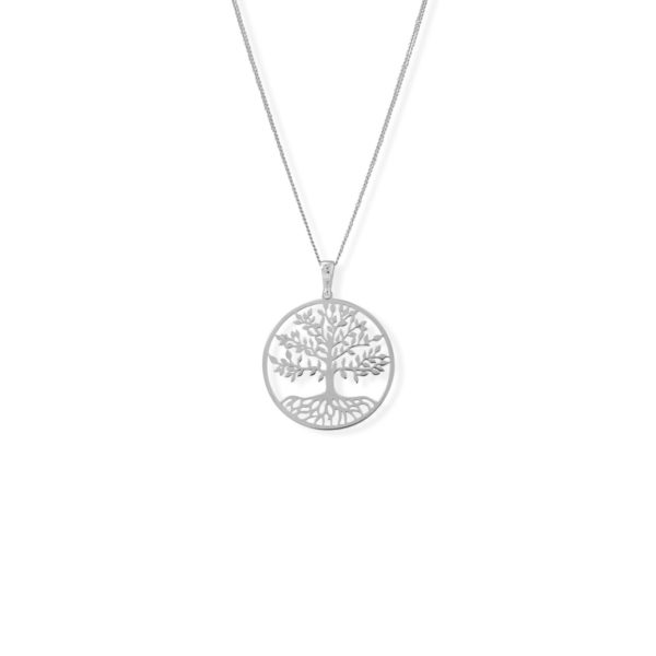 16+2 Rhodium Plated Tree of Life Necklace