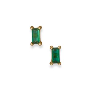 14 Karat Gold Plated Green Baguette CZ Earrings