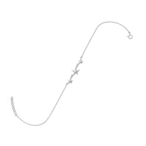 9 + 1 Extension Rhodium Plated Starfish Anklet