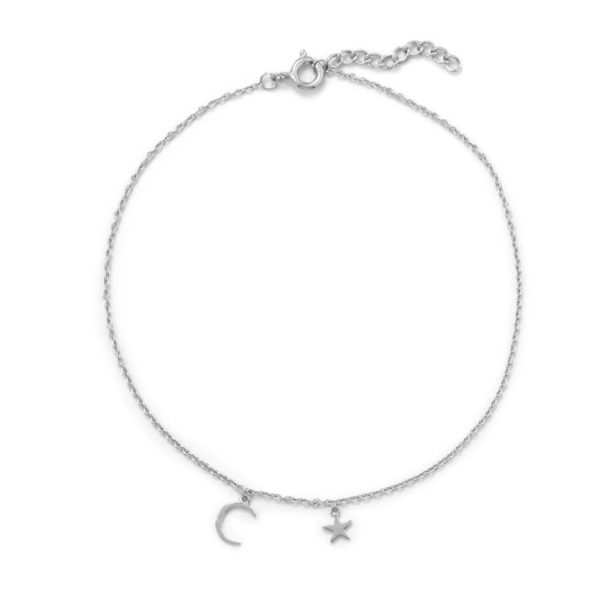 My Moon and Stars Rhodium Plated Anklet