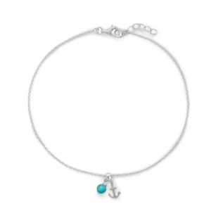 9.25+.75 Anchor and Turquoise Anklet