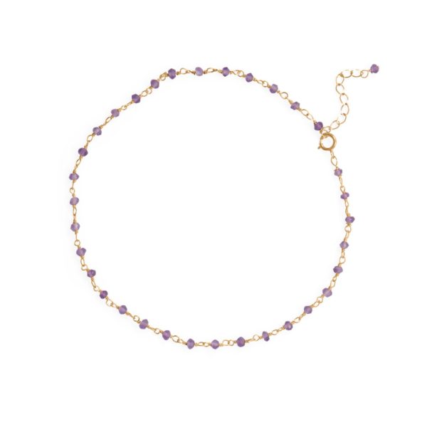 Lavender Love! 9.5+1 14 Karat Gold Plated Bead Anklet