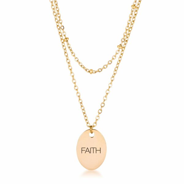 18k Gold Plated Double Chain FAITH Necklace