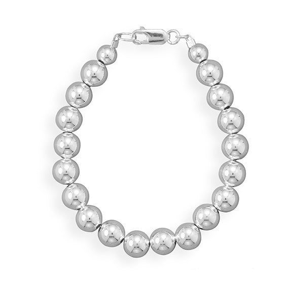 8mm Sterling Silver Bead Strand Necklace