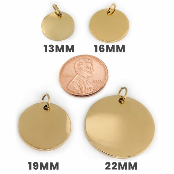 Gold Blank Stainless Steel Round Pendant