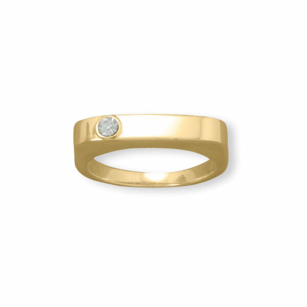 14 Karat Gold Plated Crystal Bar Ring