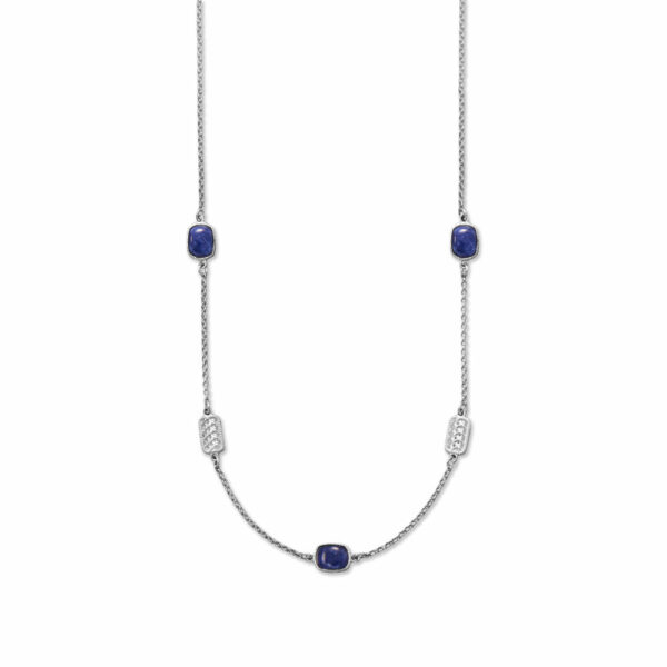 16 + 2 Sodalite and Woven Design Accent Necklace
