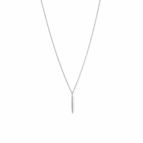 Rhodium Plated Vertical Bar Necklace with Diamonds