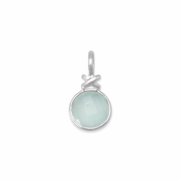 Faceted Sea Green Chalcedony Pendant with X Design