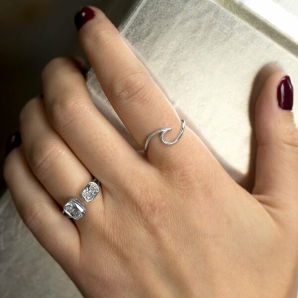 Wave of Fresh Air Rhodium Plated Wave Ring
