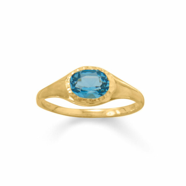 14 Karat Gold Plated Blue Topaz Ring